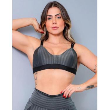 Imagem de Top Feminino em Poliamida e Bojo Removível - Fitmoda, Grafite, M
