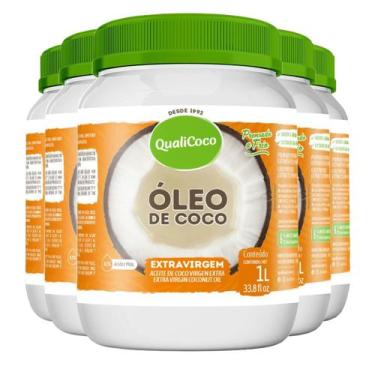 Imagem de Kit 5 Óleo de Coco Extra Virgem Qualicoco 1 Litro - Qualicôco