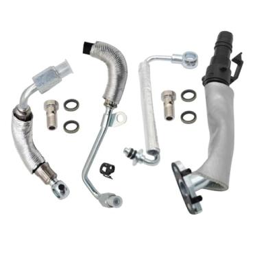 Imagem de 4 peças Turbo Oil Return Dreno e conjunto de tubos de alimentação de óleo compatível com Chevy Cruze Sonic Trax, Buick Encore 1.4L para 55568031 55592600 55567067 55587854
