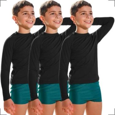 Imagem de Kit 3 Camisas Térmicas Infantil Menino e Menina Tecido Geladinho Uv 2 