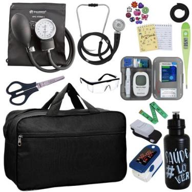 Imagem de Kit Bolsa Cores Aparelho de Pressao Esfigmomanometro Estetoscópio Medi