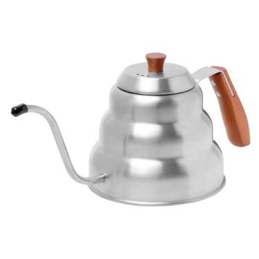 Imagem de Chaleira Bico Fino Inox 1 litro Barista Alça Madeira Mimo Style