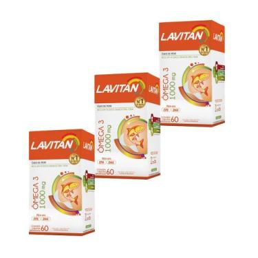 Imagem de kit Lavitan Omega 3 Oleo Peixe oferta 1000mg c/3x60 coração - Sampafar