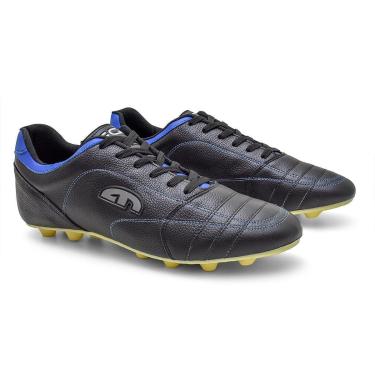 Imagem de Chuteira Masculina EGM Flex Big Trava Fixa Preta e Azul-Masculino