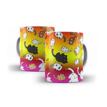 Imagem de Xícara Branca Porcelana Decorada Gato 325ml + Caixinha - RYLLO, Cor 42