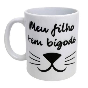 Imagem de Caneca Branca Gato Personalizada - Meu Filho tem Bigode - GMH Prod. Se