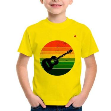 Imagem de Camiseta Infantil Violão Vintage Sunset - Foca na Moda, Amarelo, 2