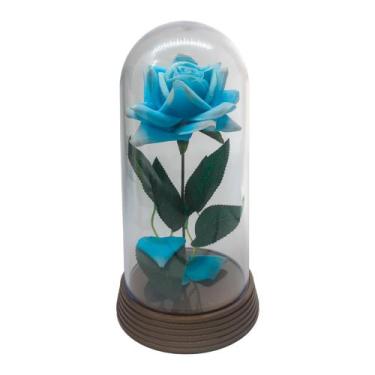 Imagem de Redoma com Rosa Azul A Rosa Encantada A Bela e A Fera Presente para na
