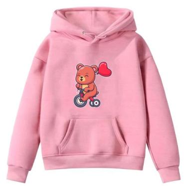 Imagem de Moletom Infantil Ursinho Bike Balões Desenho Infância Bolso Canguru Ca