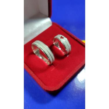 Imagem de Par Alianças Coração Compromisso de Prata 950 Lisa 5 mm Fosca e Brilho