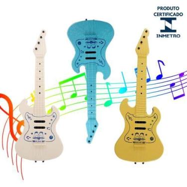 Imagem de Guitarra de Brinquedo Musical Infantil Plastico 4 Cordas Colorida Guit