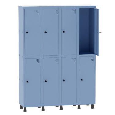 Imagem de Armário Guarda Volume Locker Roupeiro 4 Vãos 8 Portas Aço GRP504/8 Azu