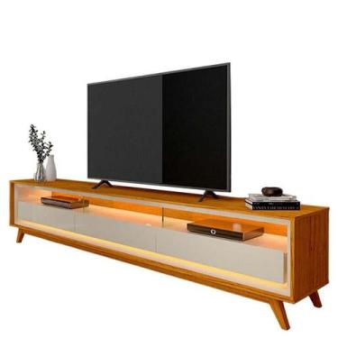 Imagem de Rack Com LED Pra TV 75 Polegadas 212cm Requinte Pés Madeira Gelius Nat