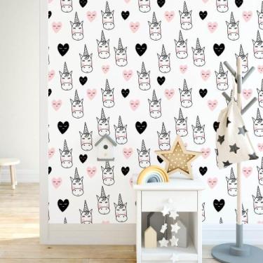 Imagem de Papel de Parede Adesivo Unicórnio Preto e Branco - Kanto Store