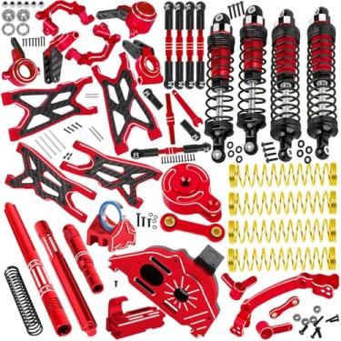 Imagem de BRCatWPark RC Upgrades Part for 1/10 Big Rock 3S BLX,1/8 Typhon 3S BLX,A-Arm,Shocks,Caster Blocks,Steering Blocks,Stub Axle Carriers,Links,Gearbox,Axles,Support,Steering,Spline,Red