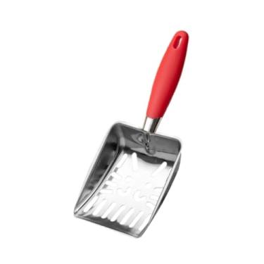 Imagem de Bothyi Cat Litter Scoop Cat Sand Ferramenta de limpeza portátil Litter Bandeja de lixo para gatinhos Levantador de resíduos Metal Scoop, Vermelho