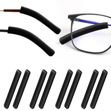 Imagem de Rimoev 4 pares de almofadas de orelha de silicone para óculos, luvas elásticas antiderrapantes com pontas de têmpora, prendedores de orelha, retentor de manga com pontas de têmpora, almofadas de