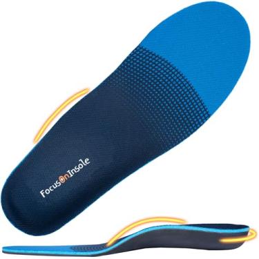 Imagem de FocusOnInsole Palmilhas resistentes para fascite plantar, palmilhas ortopédicas para aliviar pés planos, dores nos pés, palmilhas de arco alto para homens e mulheres em pé o dia todo, palmilha