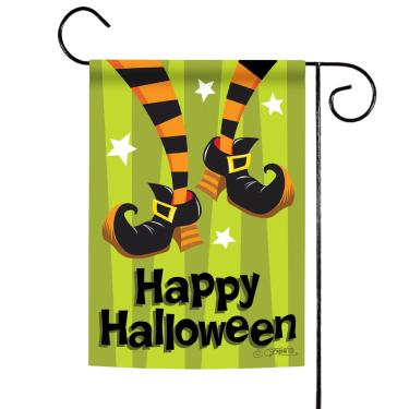 Imagem de Toland Home Garden 119270 Pés de bruxa Bandeira de jardim de Halloween 30,5 x 45,7 cm dupla face para decoração de quintal de casa de outono ao ar livre