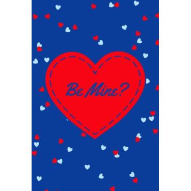 Imagem de Stitched Be Mine Heart Journal: Mini Heart Valentine’s Day Sprinkle Love Notebook – Red Blue Sky Blue