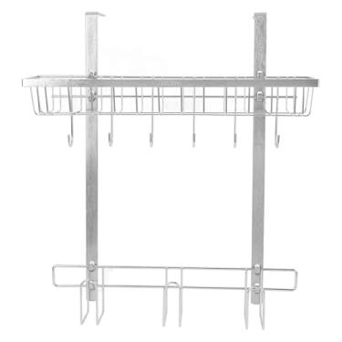 Imagem de Porta-Temperos Para Geladeira, Organizador De Especiarias Suspenso Em Aço Inoxidável Com 6 Ganchos Utilitários Organizador De Temperos Na Lateral Da Geladeira Que Economiza Espaço