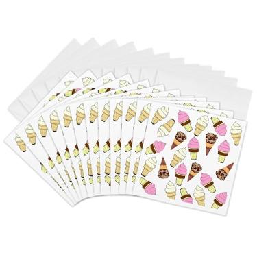 Imagem de 3dRose Cartões comemorativos - Imagem de atirar repetição de casquinhas de sorvete retrô - 15,24 x 15,24 cm, conjunto de 12 (gc_302994_2)