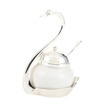 Imagem de WeiLaiKeQi Recipiente de especiarias porcelana frasco de especiarias em forma de cisne recipiente de açúcar frasco de tempero para buffets festa sal casamento, Argento