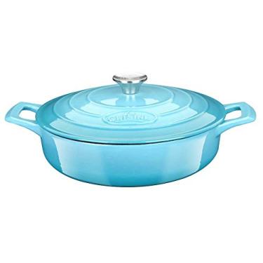Imagem de Panela de ferro fundido esmaltado premium La Cuisine, forno holandês, caçarola. Pan., Pale Blue, 3.7 Qt Braiser Pan, 1