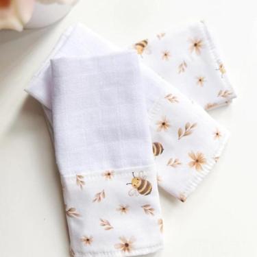 Imagem de Kit 3 Fraldas de Boca com Saquinho Presenteável Ceci Petit Home, Doce 