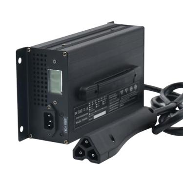 Imagem de Carregador de bateria de carrinho de golfe de 48V 20 AMP com plugue triangular EZGO RXV de 3 pinos para carregamento de bateria de chumbo-ácido de carrinho de golfe elétrico