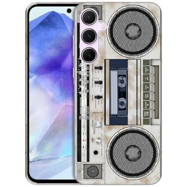 Imagem de GlamCase Capa para Samsung Galaxy A35 5G, Galaxy A35 5G - Vintage Radio Cassette Recorder Impresso Slim & Elegante Bonito Plástico Rígido Designer Capa de Telemóvel Traseira para Samsung A35 5G Branca