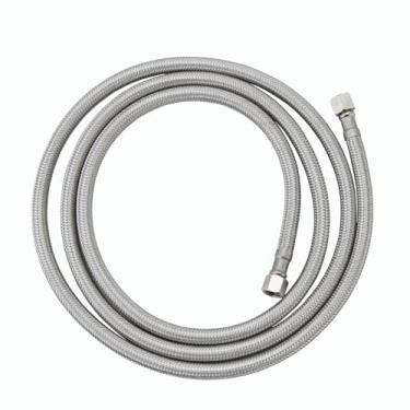 Imagem de Linha de água da geladeira - Mangueira de água trançada de aço inoxidável premium de 1,8 m, tubo interno PEX de grau alimentício, linha de água de geladeira com acessórios de 0,6 cm para máquina de