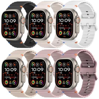 Imagem de Pulseira esportiva para Apple Watch Ultra/3/2 de 49 mm, 46 mm, 45 mm, 44 mm, 42 mm, 41 mm, 40 mm, 38 mm, unissex, pulseira de silicone impermeável para Apple Watch séries 11, 10, 9, 8, 7, 6, 5, 4, 3