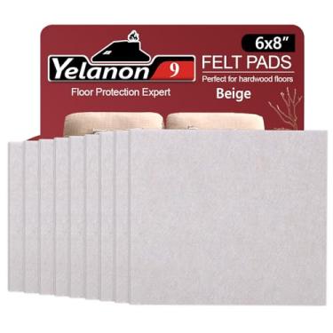 Imagem de Lençóis de feltro para móveis Yelanon, pacote com 12 peças de almofadas de feltro grandes para móveis de 20 x 15 cm, protetor de chão resistente de 4 mm antiarranhões, para qualquer casa de móveis de café, 12mi, Beige