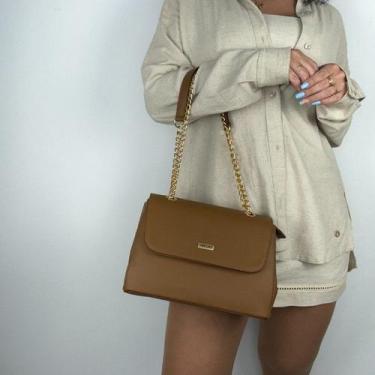 Imagem de Bolsa recuo em couro legítimo b.1085, Caramelo