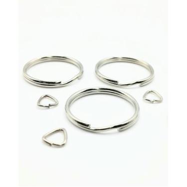 Imagem de Argola para Chaveiro 22mm Batida S/ Corrente + Elo Triangulo 6mm (100p