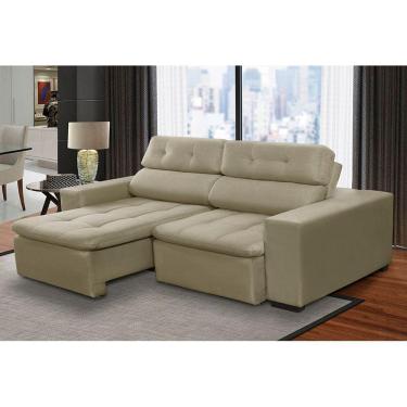 Imagem de Sofá 3 Lugares Retrátil e Reclinável Antonela 2,10m Suede Bege Madelina Decor