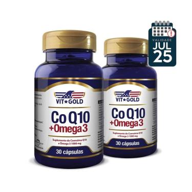 Imagem de Coenzima Q10 CoQ10 com Ômega 3 1000mg Vitgold Kit 2x 30 cápsulas-Unissex