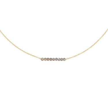 Imagem de DeScount Colar de barra com contas de pedra do mês de nascimento delicado, banhado a ouro 18 K, turquesa facetada, lápis-lazúli, amazonita, olho de tigre, esmeralda, rubi, apatita azul, colares de