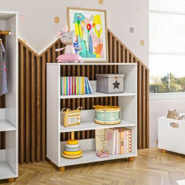 Imagem de Estante Montessoriana 4 Prateleiras Branco - Olivar Móveis