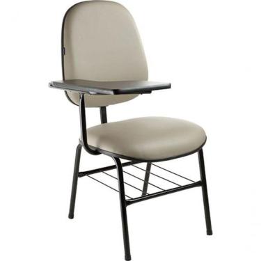 Imagem de Cadeira Universitária Com Prancheta Fixa Lisa Cinza