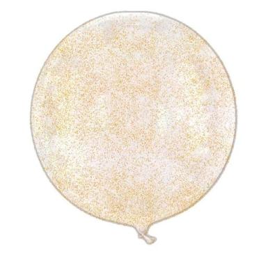 Imagem de Balão Bubble Transparente com Glitter Dourado - 11" 26cm - 1 unidade -