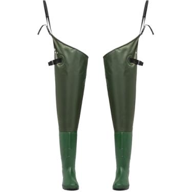 Imagem de Vinlas Calças de pesca à prova d'água de 2 camadas com botas leves e duráveis de PVC e nylon para homens e mulheres