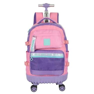 Imagem de Mochila De Rodinha E Alca UP4YOU Roxo E Rosa Giro 360 Luxcel