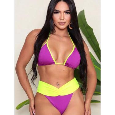 Imagem de Biquini Cintura Alta Colorido Afina Cintura Linha Luxo - Meu Biquinni,