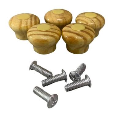 Imagem de Kit 5 Pomel Pegador Puxador de Madeira Premium Para Tampa de Panela co