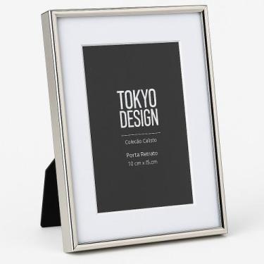 Imagem de Porta Retrato Prata 10x15 Paspatur Metal Aço Inox Calisto - Multiart