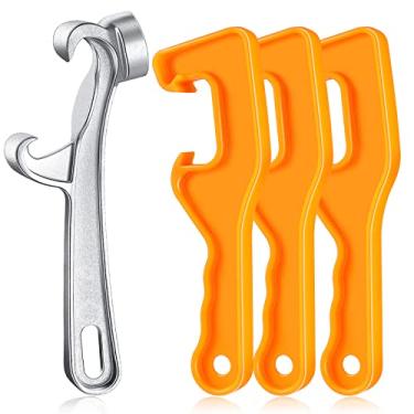 Imagem de 1 abridor de tampa de balde de alumínio e 3 peças de plástico abridor de balde de 5 galões de plástico abridor de lata industrial de metal ferramenta de remoção de tampa de balde de alumínio removedor