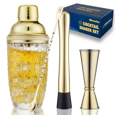 Imagem de Gbuxska Conjunto de Coqueteleira de Ouro - Inclui Jigger de Medição, Colher de Mistura e Muddler - Perfeito para Acessórios de Bar Doméstico, Perfeito para Fazer Coquetéis e Shakes de Proteína