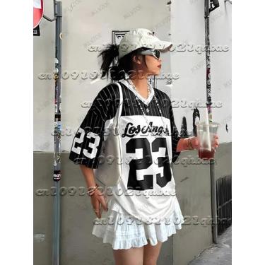 Imagem de Camiseta Esportiva Feminina de Malha - Secagem Rápida, Decote V, Verão